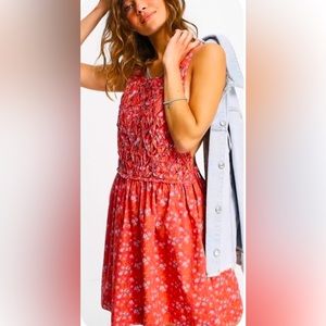 Free People Petunia Mini Fit-&-Flare Dress Poppy Combo NWT
